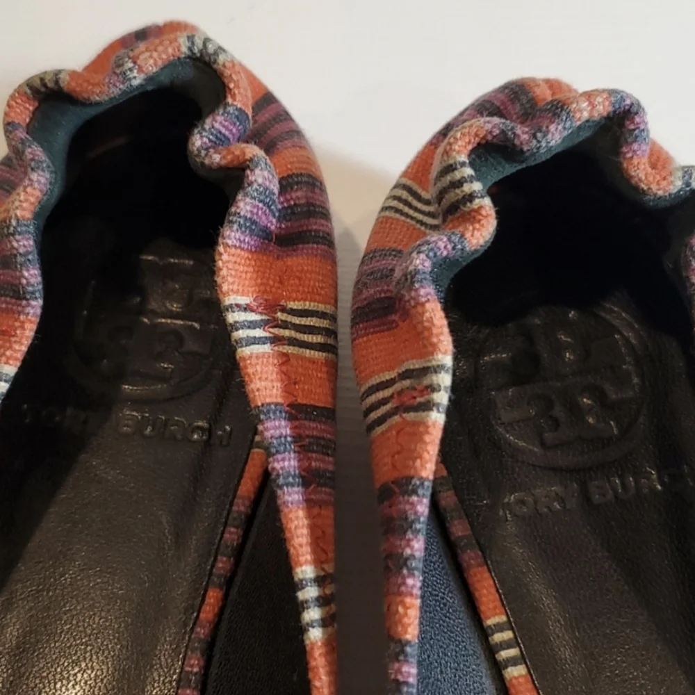 Tory Burch Logo Stripe Ballet Flats 5.5